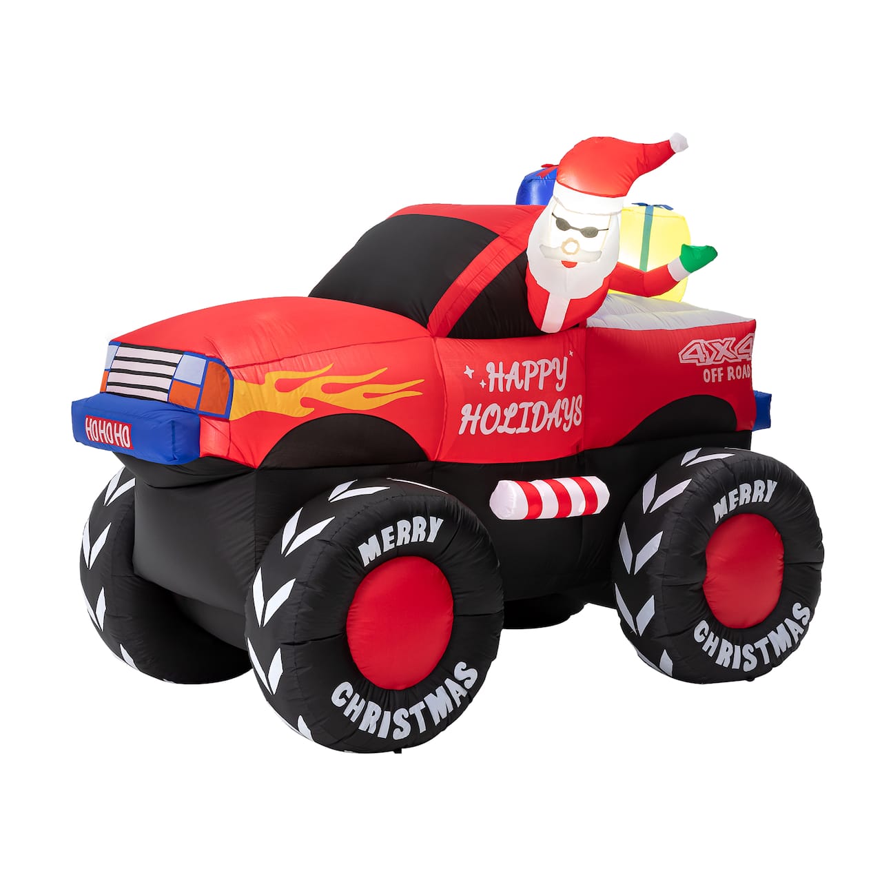 Glitzhome® 7ft. LED Lighted Santa Claus Pickup Truck Inflatable Décor